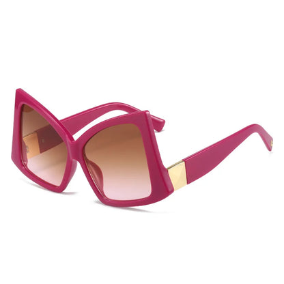Pink sunglasses with a gradient lens on a white background