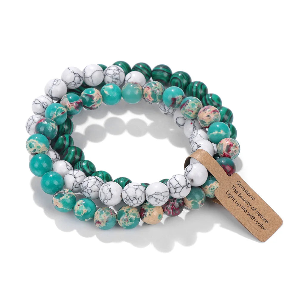 3Pcs Natural Stone Bracelet Set