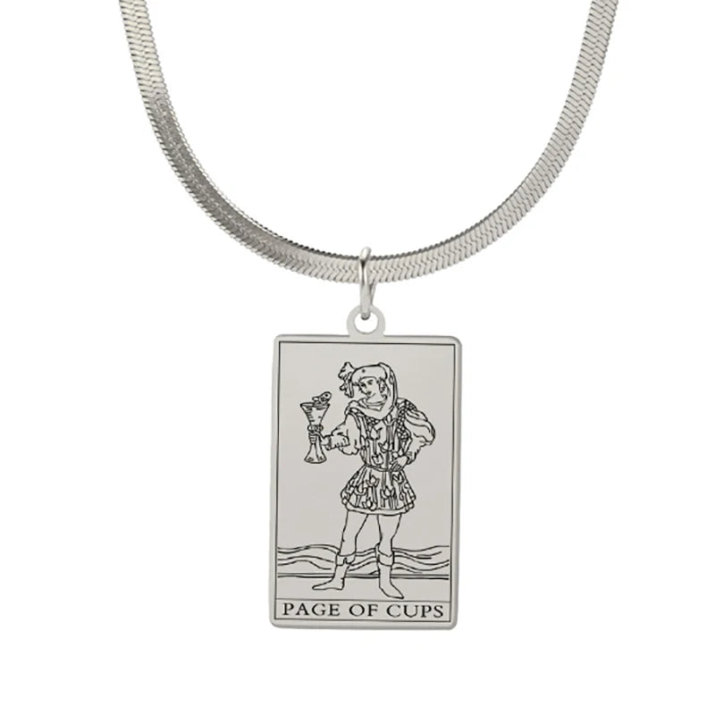 Tarot Card Pendant Snake Chain Necklace