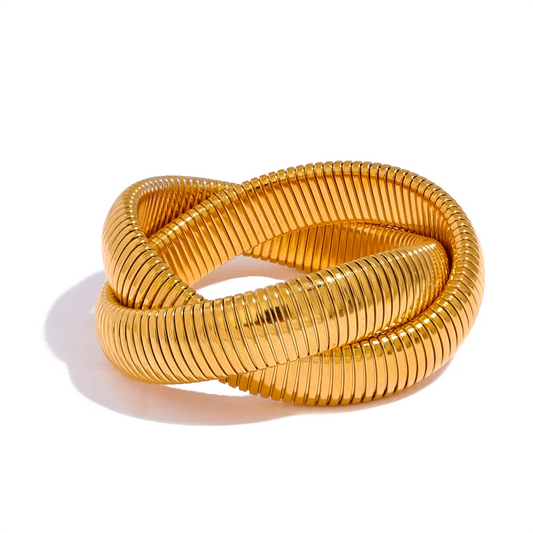 Gold bracelet on a white background