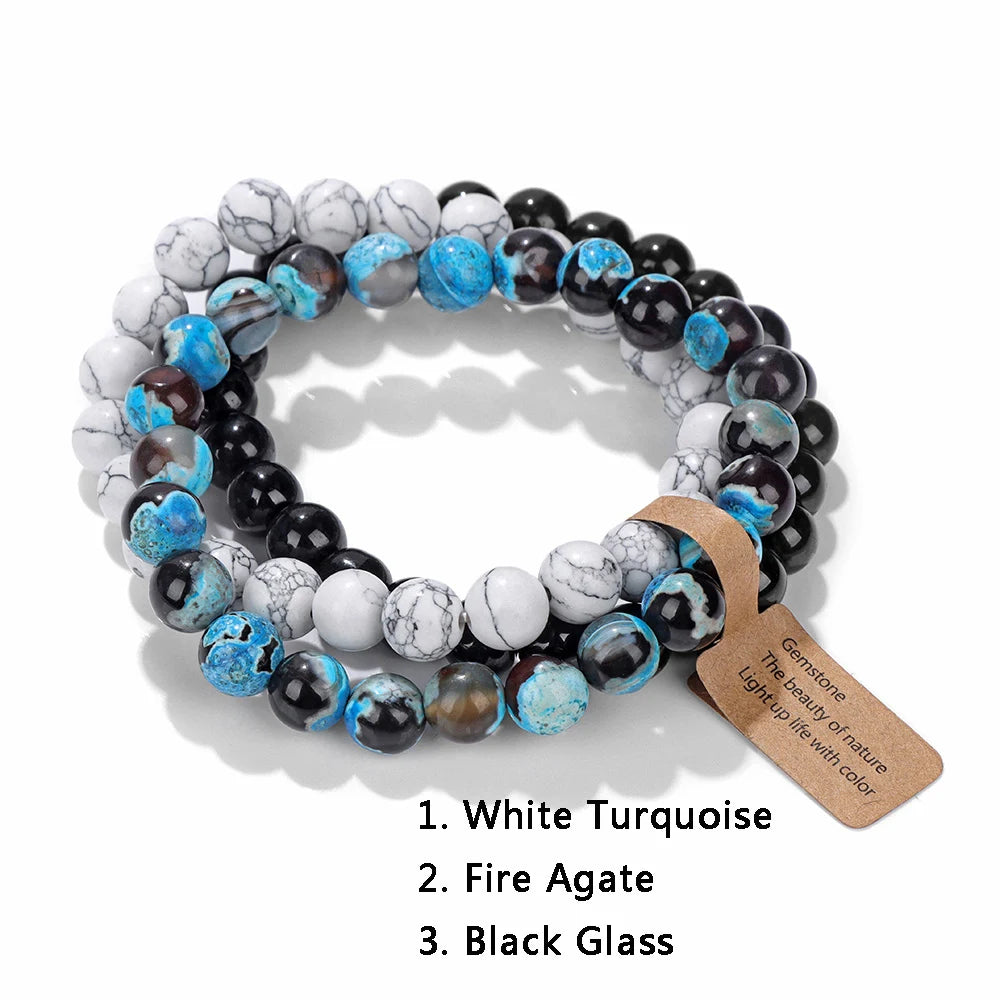 3Pcs Natural Stone Bracelet Set