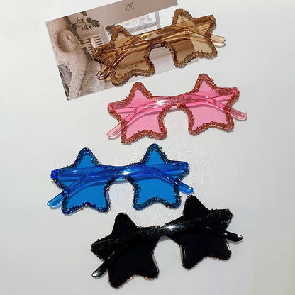 Rimless Rhinestone Star Sunglasses