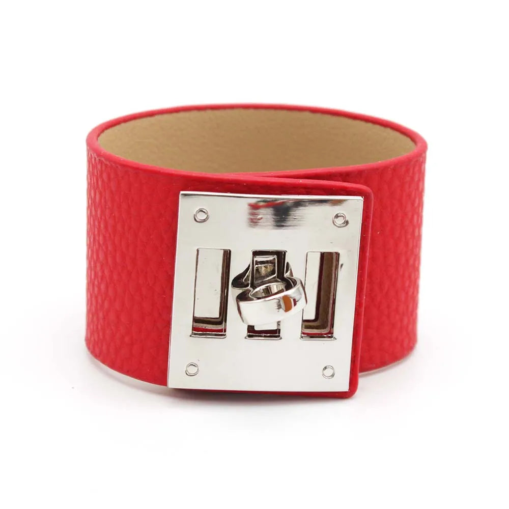 Leather Wide Wrap Bracelet