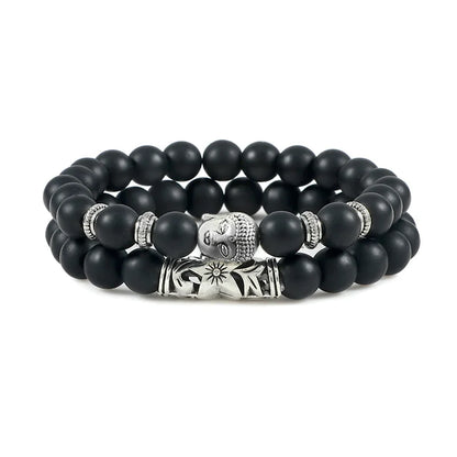 2pcs Set Natural Stone Charm Bracelet