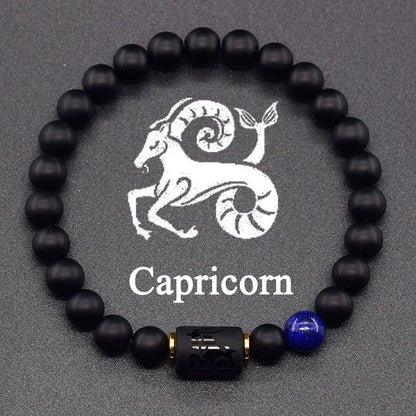 Zodiac Signs Constellation Bracelet - Black Agate