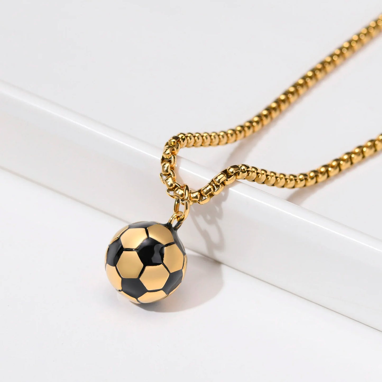 3D Football Pendant Chain Necklace