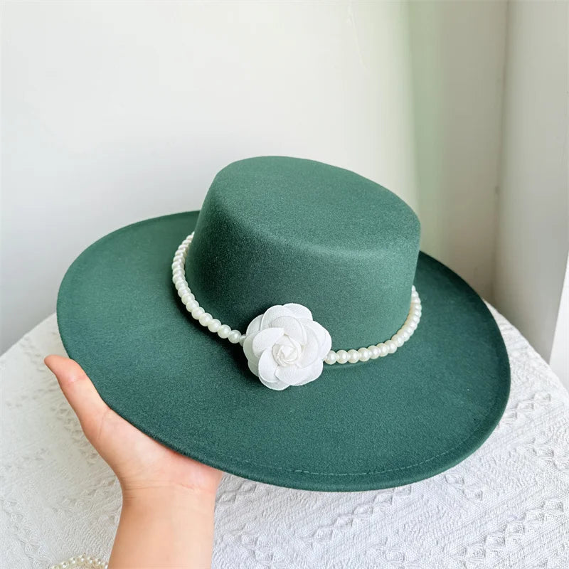 Wide Brim Rose French Fedora Hat