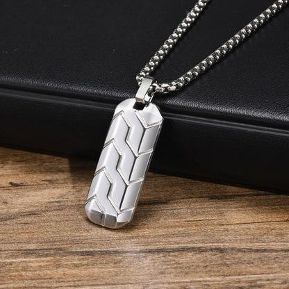 Tyre Pattern Military Army Style Dog Tag Pendant Necklace