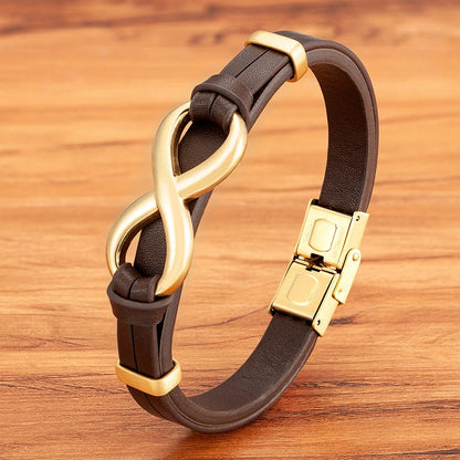 Infinity Symbol Men's Leather Bracelet