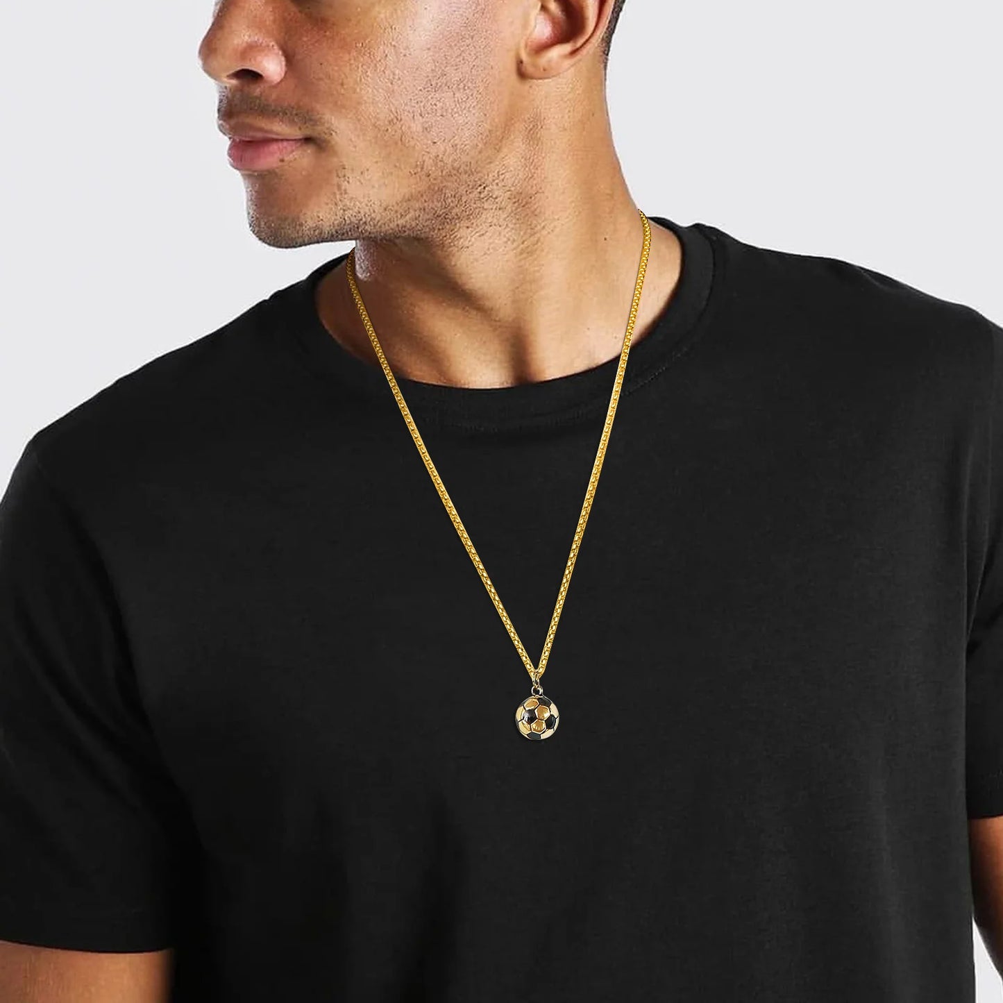 3D Football Pendant Chain Necklace