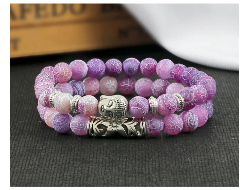 2pcs Set Natural Stone Charm Bracelet
