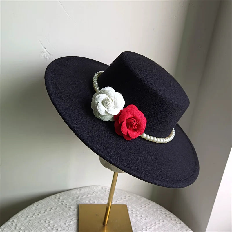 Wide Brim Roses French Fedora Hat