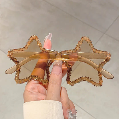 Rimless Rhinestone Star Sunglasses