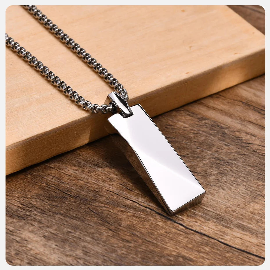 Geometric Rectangle Bar Pendant Necklace