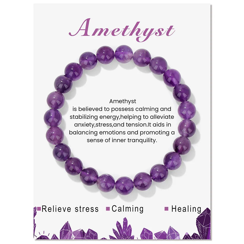 Natural Stone Beads Bracelet With Card