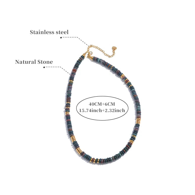 Necklace with bead details on a white background