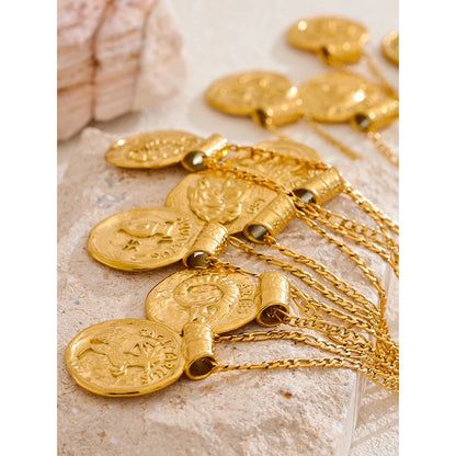 Zodiac Gold Coin Pendant Necklace