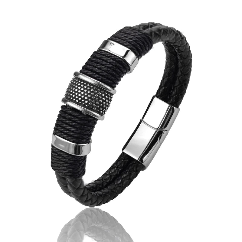 Black Leather Rope Retro Bracelet