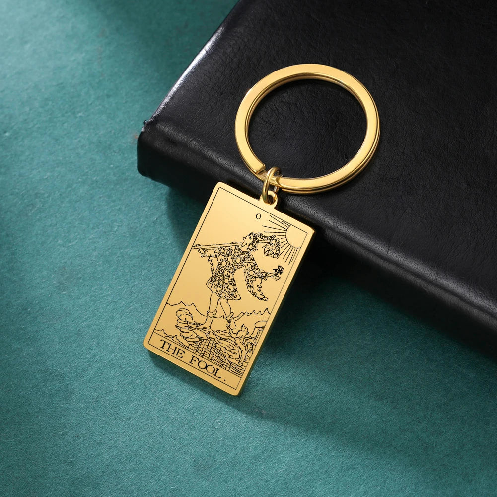 Gold Plated Tarot Card Keyring