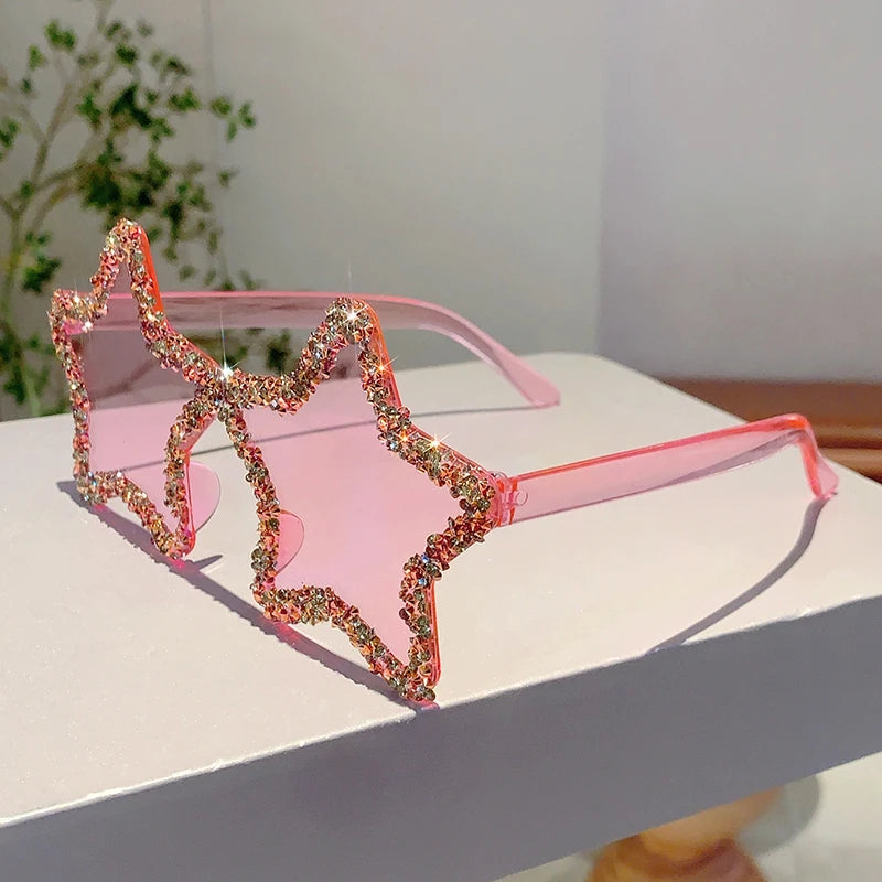 Rimless Rhinestone Star Sunglasses