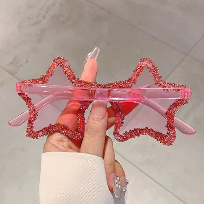 Rimless Rhinestone Star Sunglasses