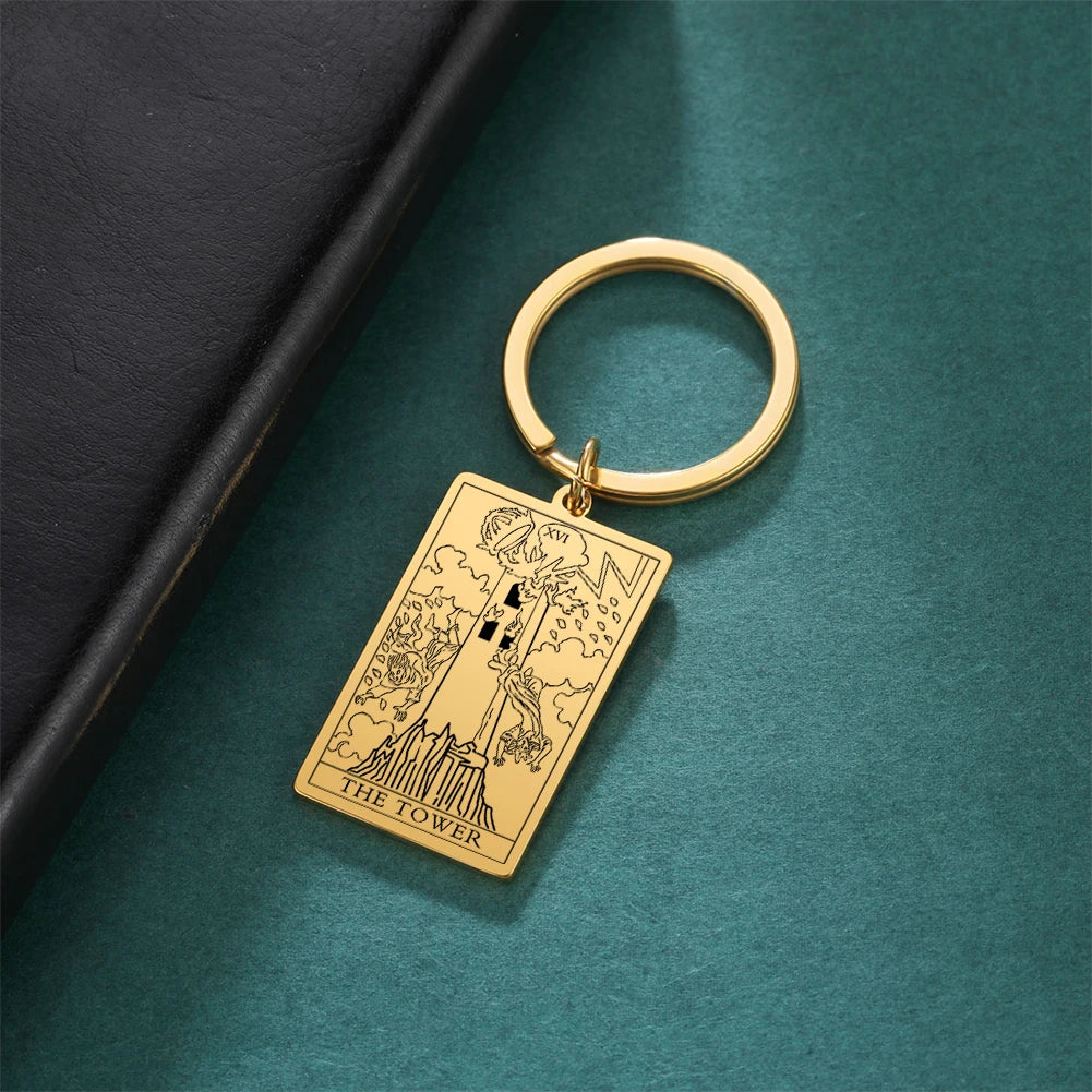 Gold Plated Tarot Card Keyring