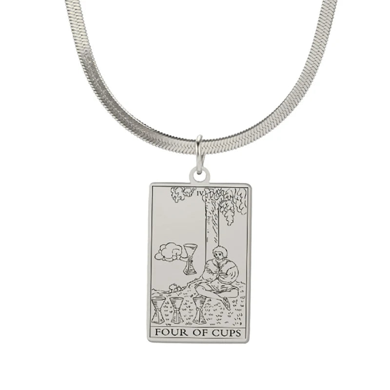 Tarot Card Pendant Snake Chain Necklace