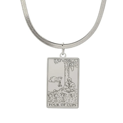 Tarot Card Pendant Snake Chain Necklace