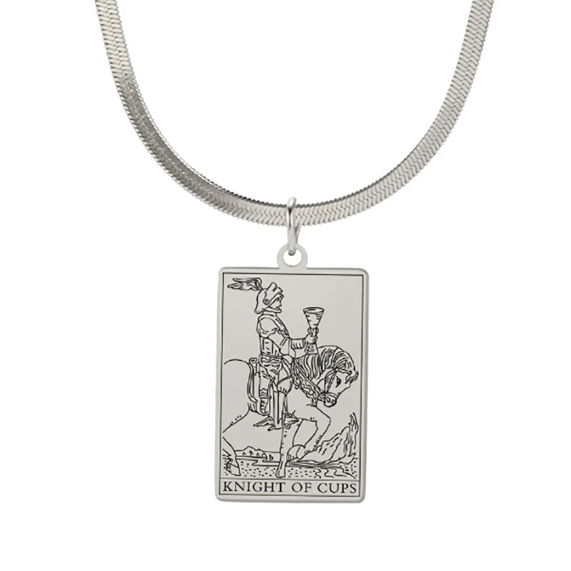 Tarot Card Pendant Snake Chain Necklace