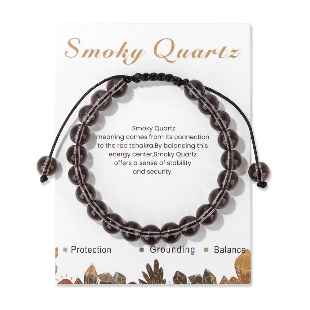 Natural Stone Beads Adjustable Bracelet with Card