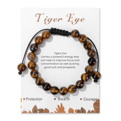 Natural Stone Beads Adjustable Bracelet with Card