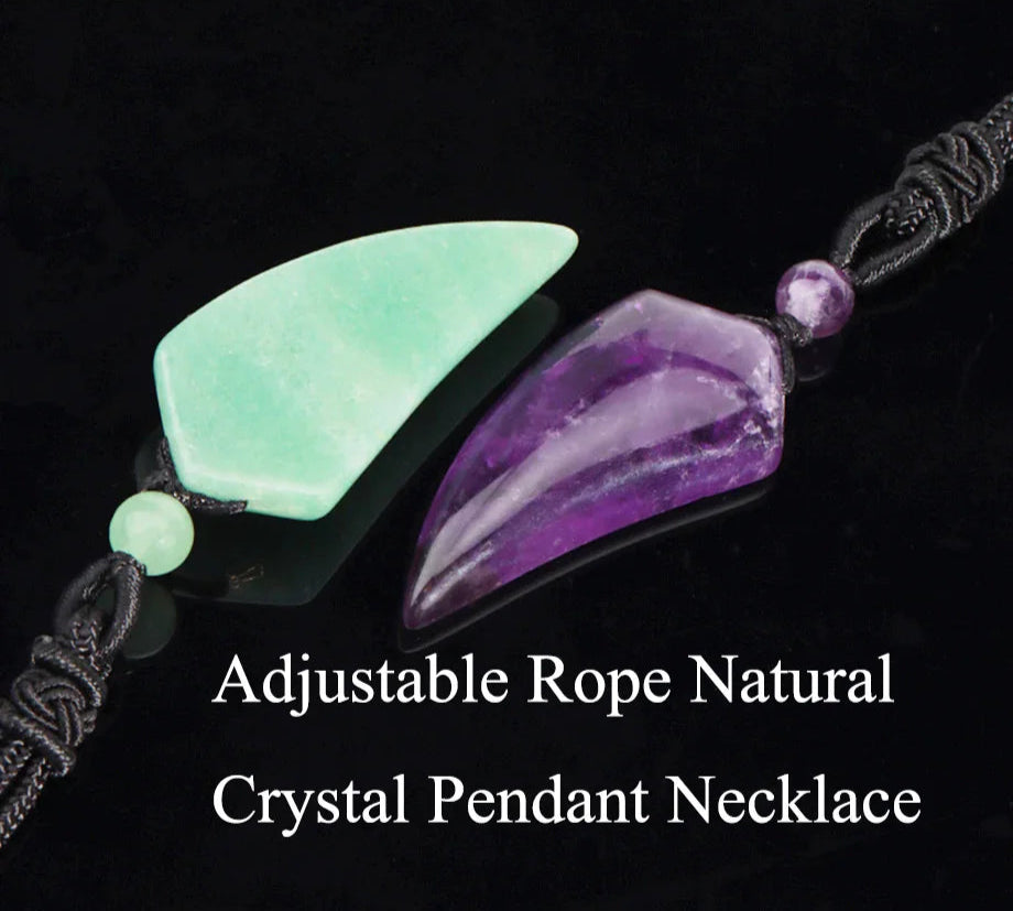 Natural Stone Cut Wolf Tooth Shape Pendant Necklace