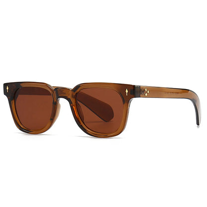 Brown sunglasses with black frames on a white background
