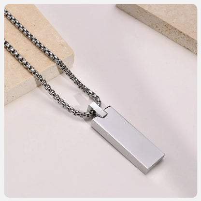 Geometric Rectangle Bar Pendant Necklace