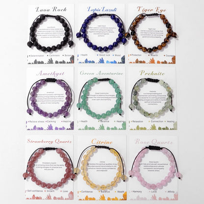 Natural Stone Beads Adjustable Bracelet with Card