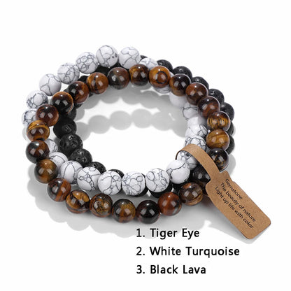 3Pcs Natural Stone Bracelet Set