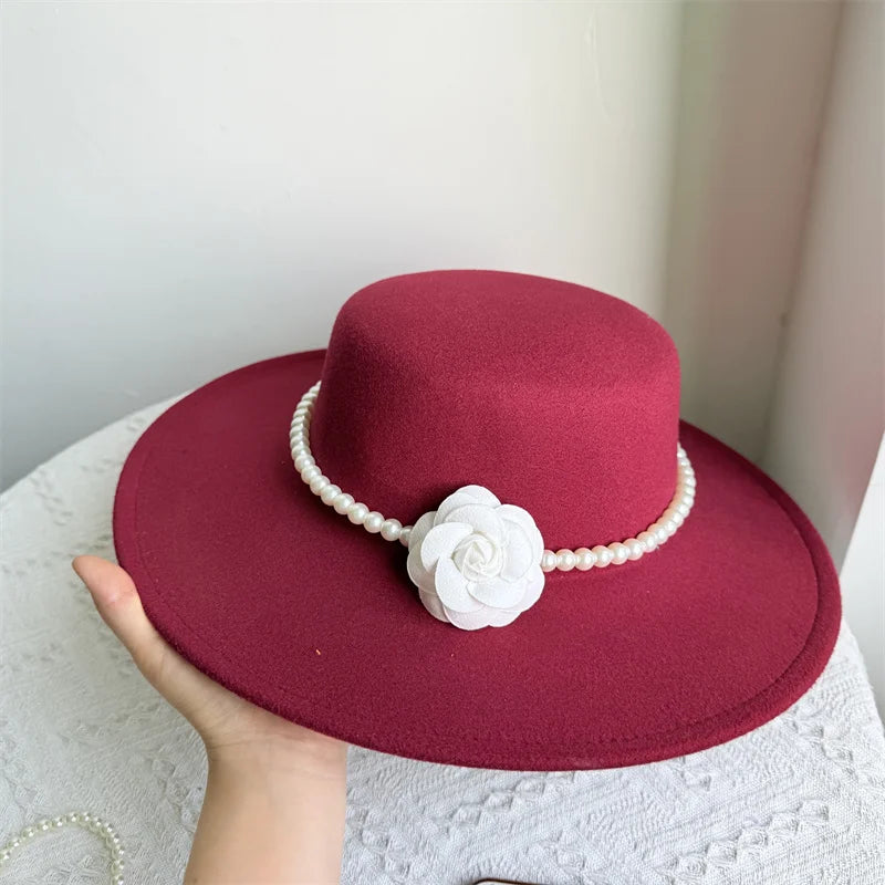 Wide Brim Rose French Fedora Hat
