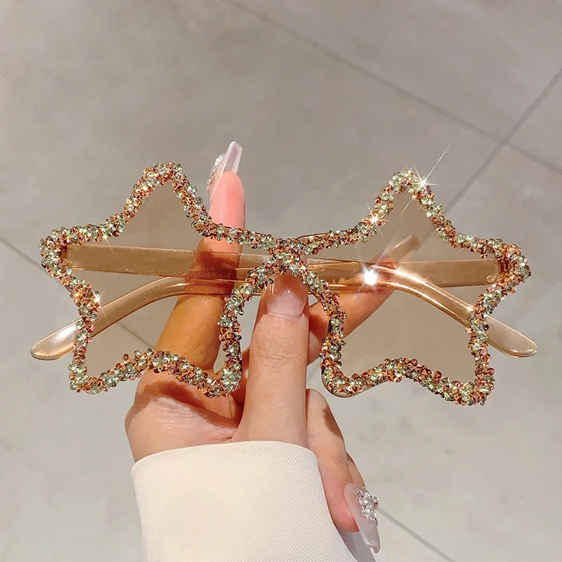 Rimless Rhinestone Star Sunglasses