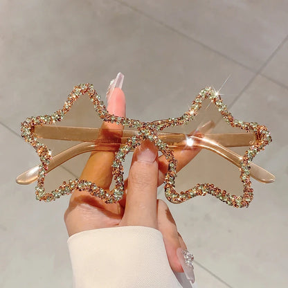 Rimless Rhinestone Star Sunglasses