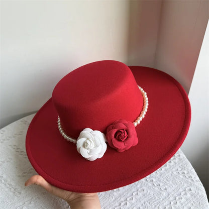 Wide Brim Roses French Fedora Hat