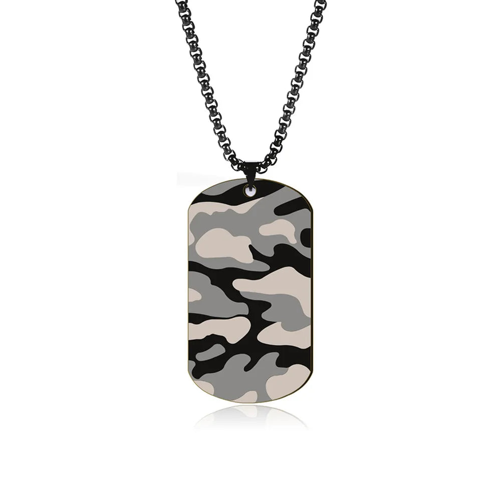 Camouflage Military Dog Tag Chain Necklace