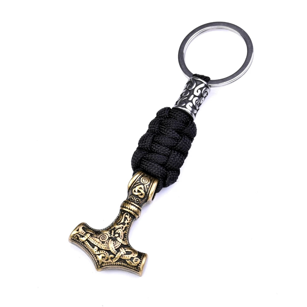 Keychain with Thor's hammer design on a white background