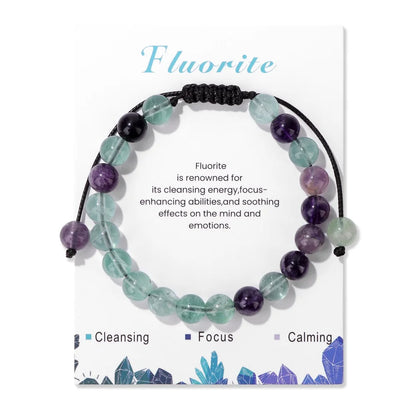 Natural Stone Beads Adjustable Bracelet with Card