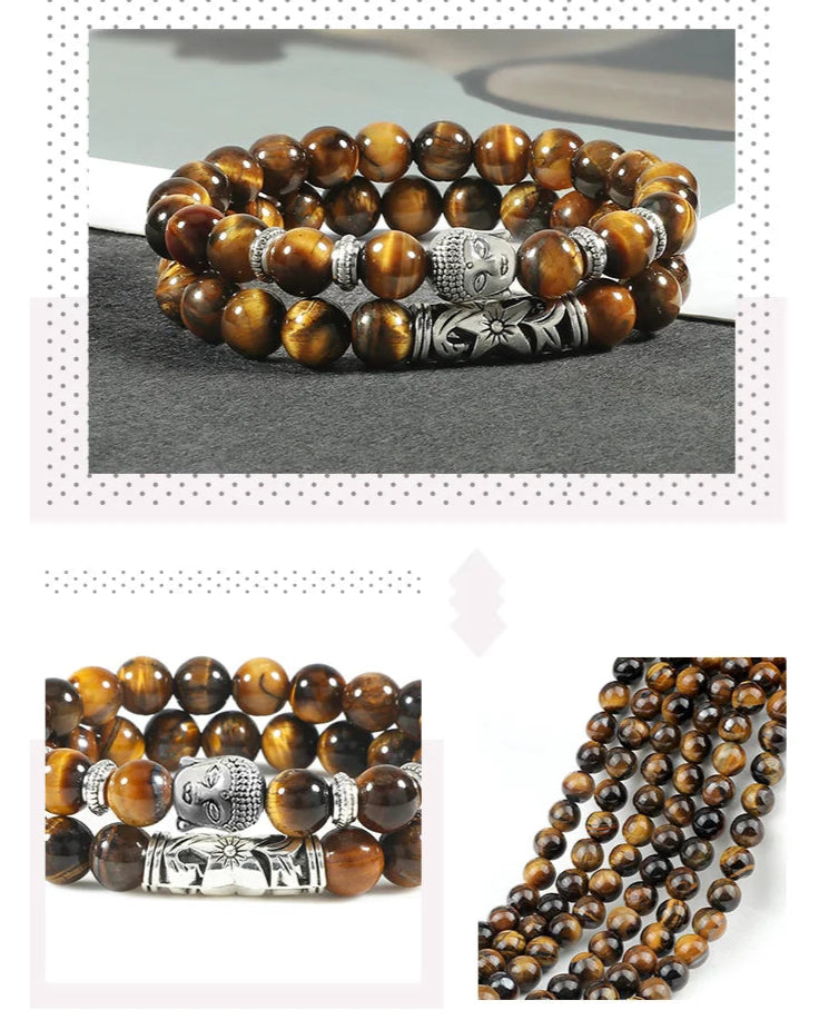 2pcs Set Natural Stone Charm Bracelet