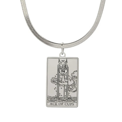 Tarot Card Pendant Snake Chain Necklace