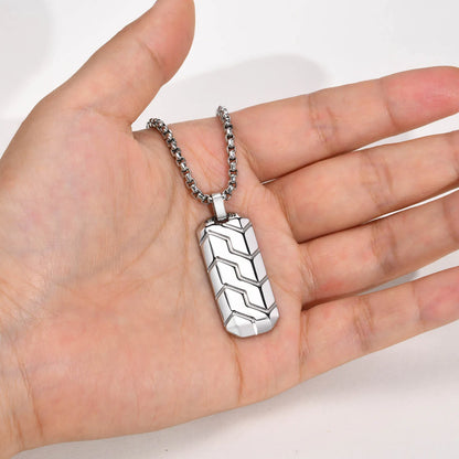 Tyre Pattern Military Army Style Dog Tag Pendant Necklace