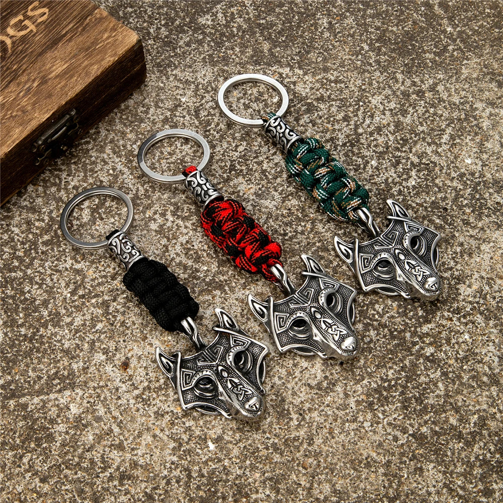 Viking Celtic Wolf Stainless Steel Keychain