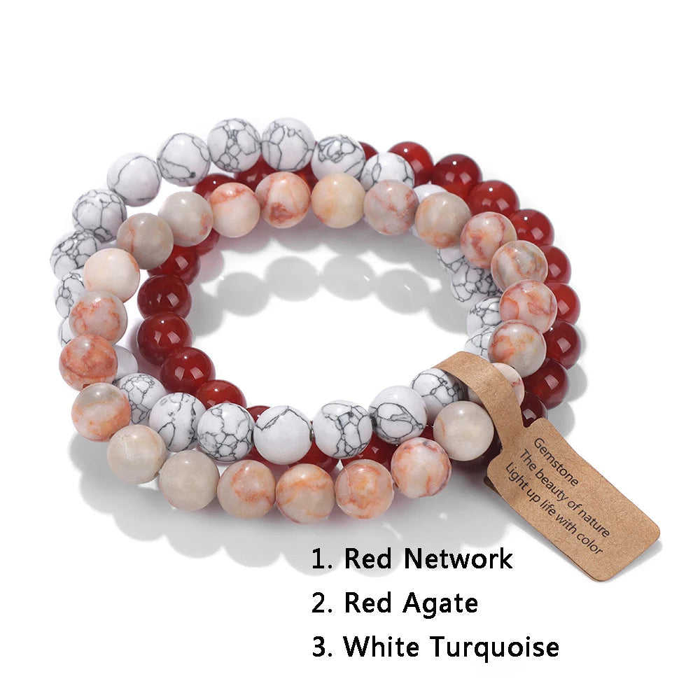 3Pcs Natural Stone Bracelet Set