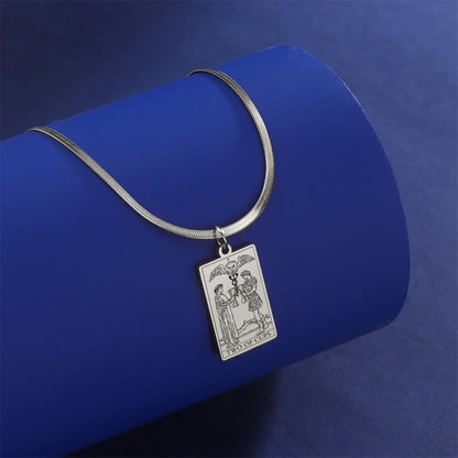 Tarot Card Pendant Snake Chain Necklace
