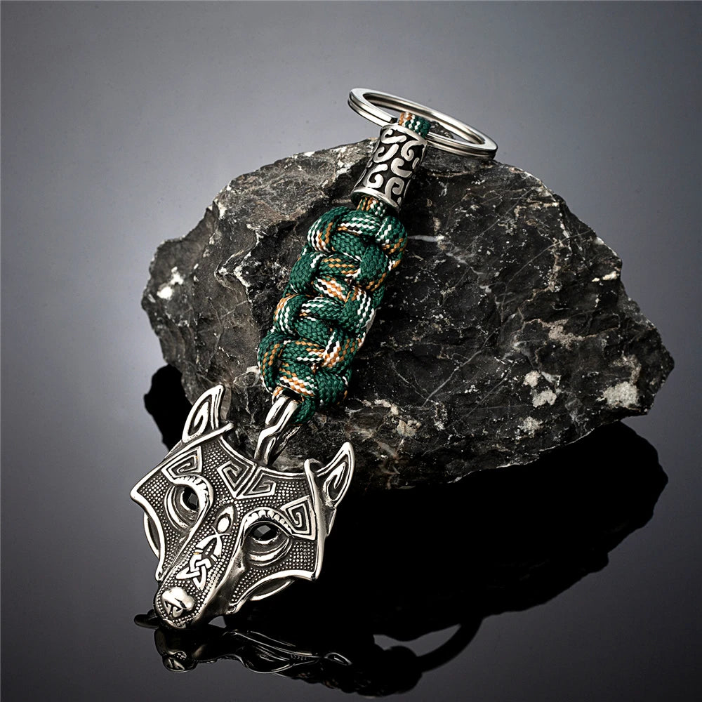 Viking Celtic Wolf Stainless Steel Keychain